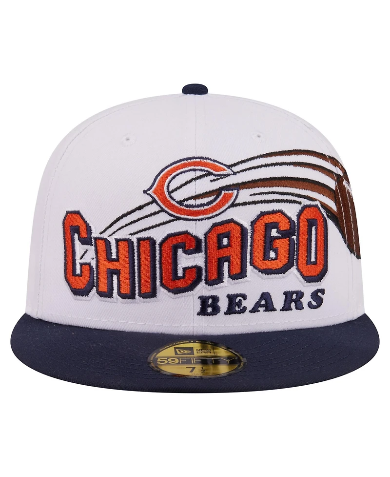 New Era Men's White/Navy Chicago Bears Retro Swoop 59FIFTY Fitted Hat
