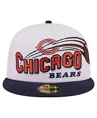 New Era Men's White/Navy Chicago Bears Retro Swoop 59FIFTY Fitted Hat