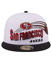 New Era Men's White/Black San Francisco 49ers Retro Swoop 59FIFTY Fitted Hat