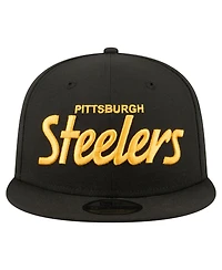 New Era Men's Black Pittsburgh Steelers Core Team Script 9FIFTY Snapback Hat