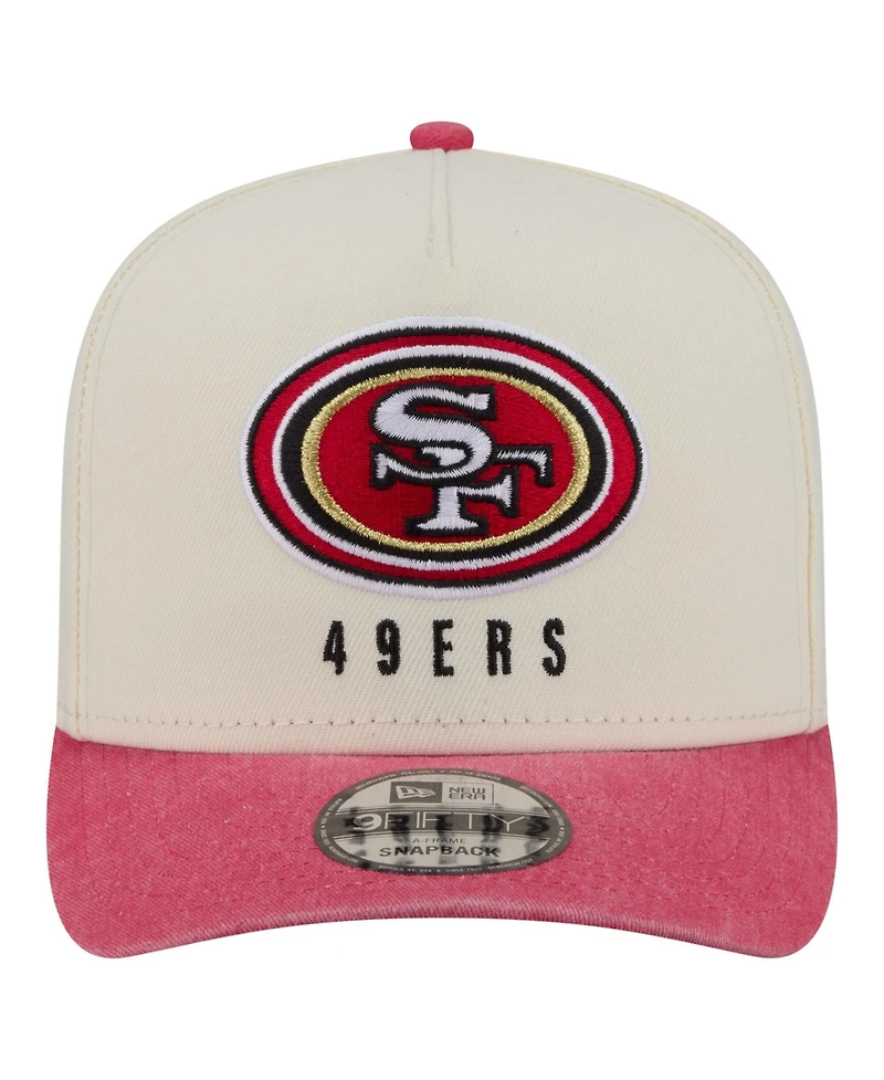 New Era Men's Cream/Scarlet San Francisco 49ers Washed A-Frame 9FIFTY Snapback Hat