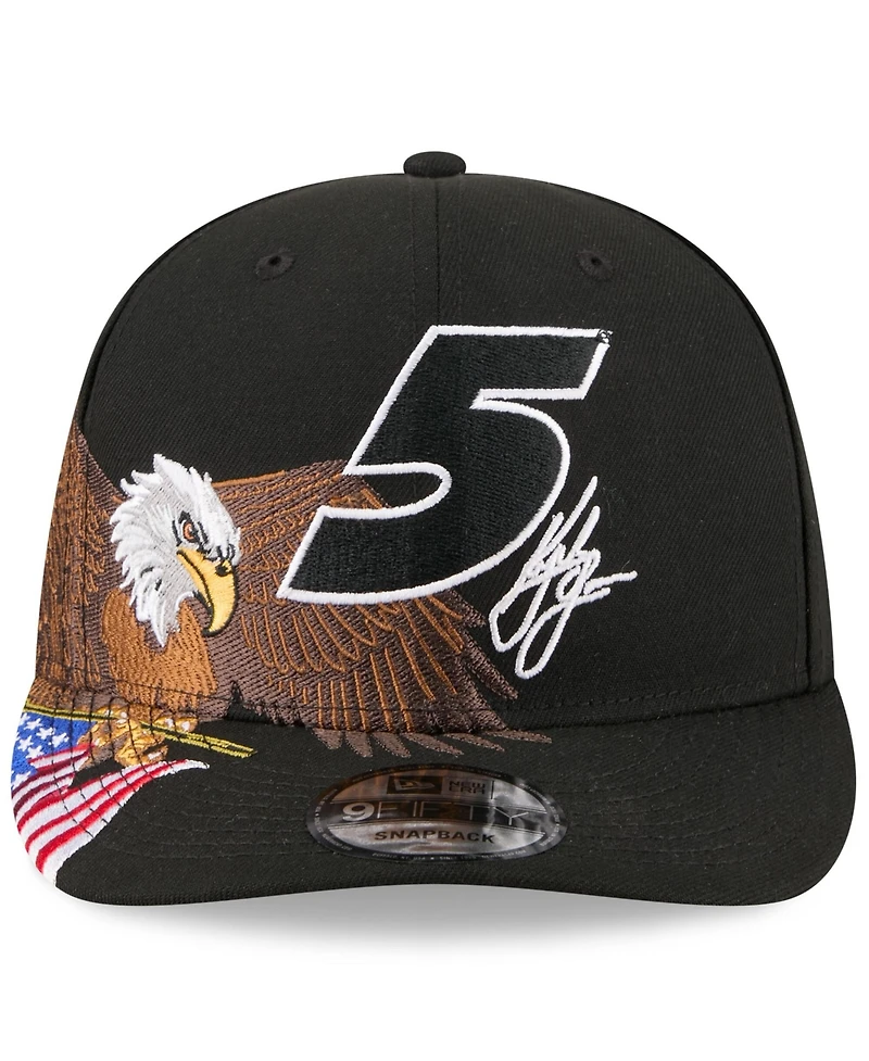 New Era Men's Black Kyle Larson Patriotic Eagle Flag A-Frame 9FIFTY Snapback Hat
