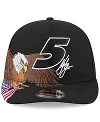New Era Men's Black Kyle Larson Patriotic Eagle Flag A-Frame 9FIFTY Snapback Hat
