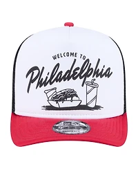 New Era Men's White/Red Philadelphia Phillies Foodie A-Frame 9FIFTY Trucker Snapback Hat
