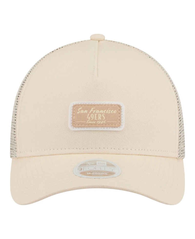 New Era Women's Cream San Francisco 49ers Tonal Patch M-Crown A-Frame 9FORTY Trucker Adjustable Hat