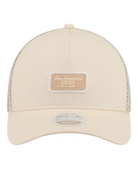 New Era Women's Cream San Francisco 49ers Tonal Patch M-Crown A-Frame 9FORTY Trucker Adjustable Hat