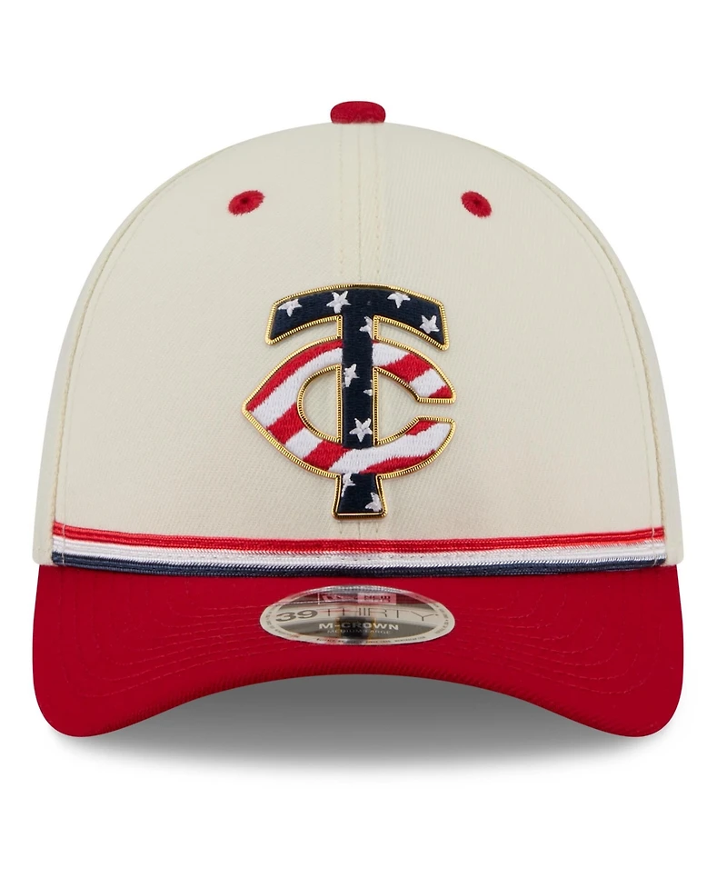 New Era Men's Cream/Red Minnesota Twins Usa 250 Fourth of July 39THIRTY M-Crown Flex Hat