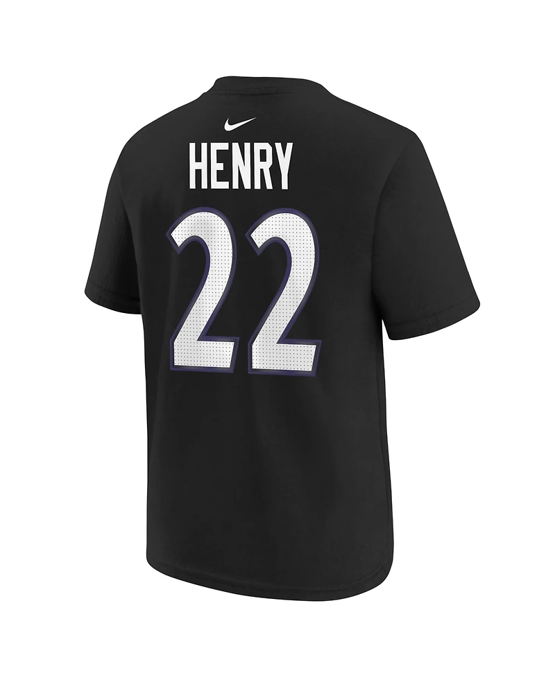 Nike Big Boys and Girls Derrick Henry Black Baltimore Ravens Player Name Number T-Shirt