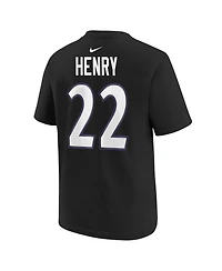 Nike Big Boys and Girls Derrick Henry Black Baltimore Ravens Player Name Number T-Shirt