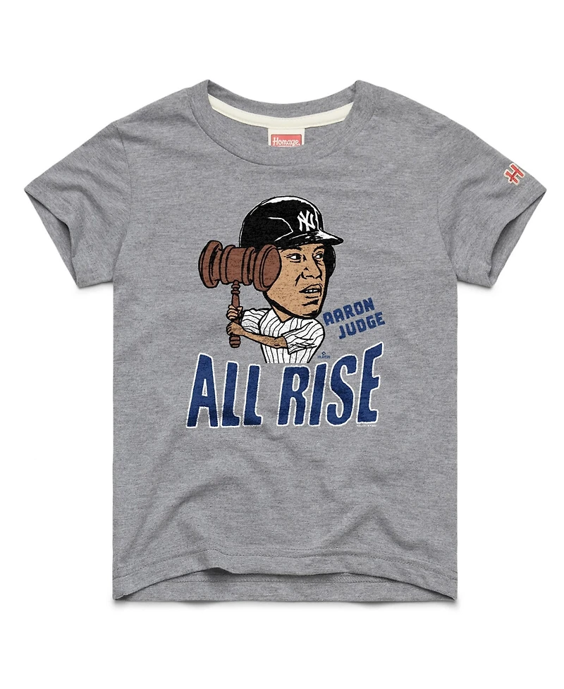 Homage Big Boys and Girls Aaron Judge Gray New York Yankees Caricature Tri-Blend T-Shirt
