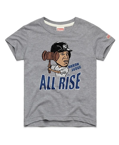 Homage Big Boys and Girls Aaron Judge Gray New York Yankees Caricature Tri-Blend T-Shirt