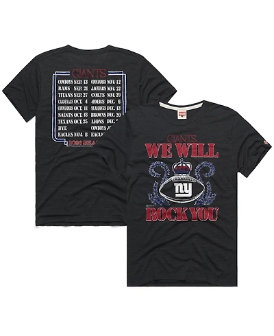 Homage Men's and Women's Charcoal New York Giants 2026 Nfl Schedule Queen Tri-Blend T-Shirt