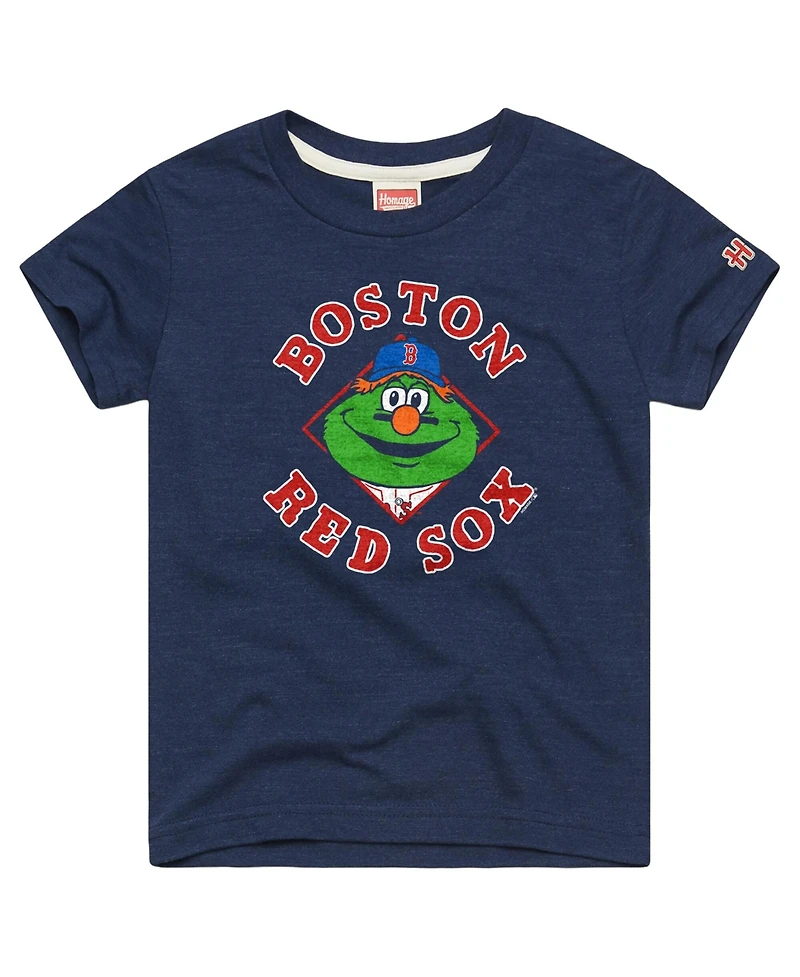 Homage Big Boys and Girls Navy Boston Red Sox Mascot Tri-Blend T-Shirt
