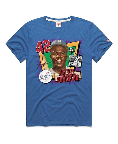 Homage Men's Jackie Robinson Royal Los Angeles Dodgers Topps 75 Remix Graphic T-Shirt