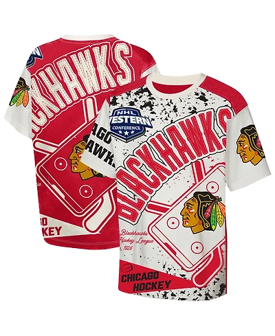 Outerstuff Big Boys and Girls Cream Chicago Blackhawks Top Player T-Shirt