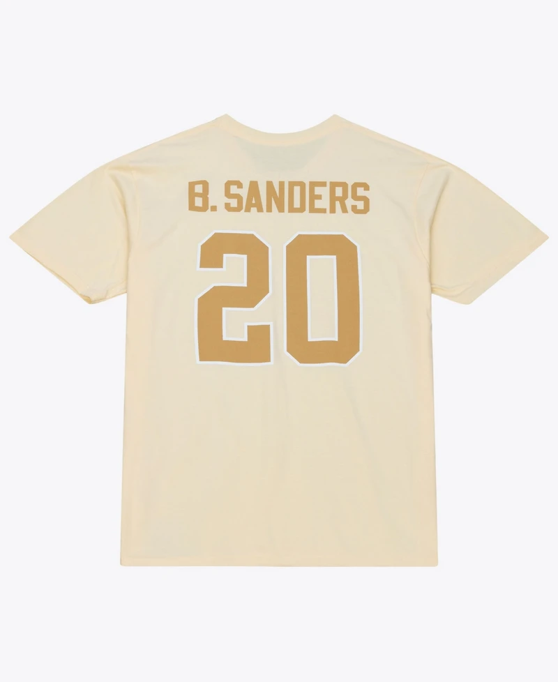 Mitchell & Ness Men's Barry Sanders Cream Detroit Lions Sandman Name Number T-Shirt