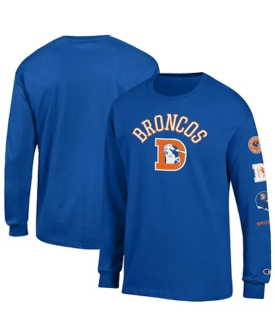 Champion Men's Royal Denver Broncos Long Sleeve Jersey T-Shirt