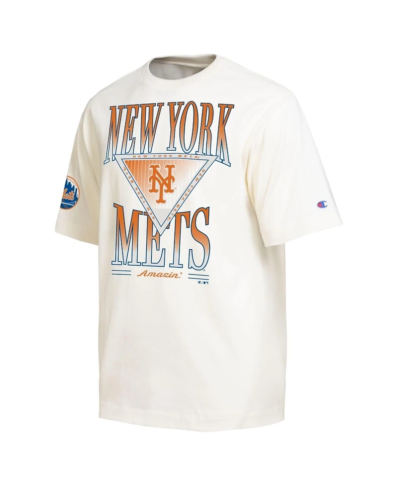 Champion Men's Cream New York Mets Traditions Two Locations T-Shirt