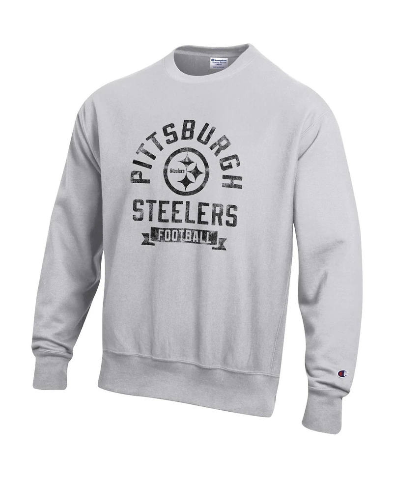 Champion Men's Heather Gray Pittsburgh Steelers Reverse Weave Fleece Pullover Sweatshirt