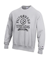 Champion Men's Heather Gray Pittsburgh Steelers Reverse Weave Fleece Pullover Sweatshirt