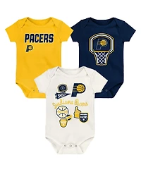 Outerstuff Baby Boys and Girls 3-Pack Indiana Pacers Littlest Player Bodysuit Set