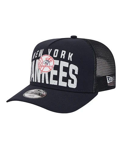 New Era Big Boys and Girls Navy New York Yankees Logo Fade A-Frame 9FIFTY Snapback Hat