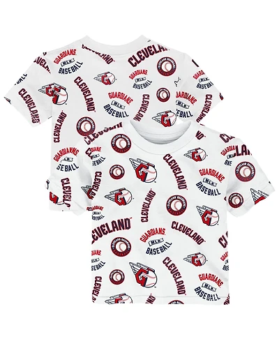 Outerstuff Toddler White Cleveland Guardians Run Down T-Shirt