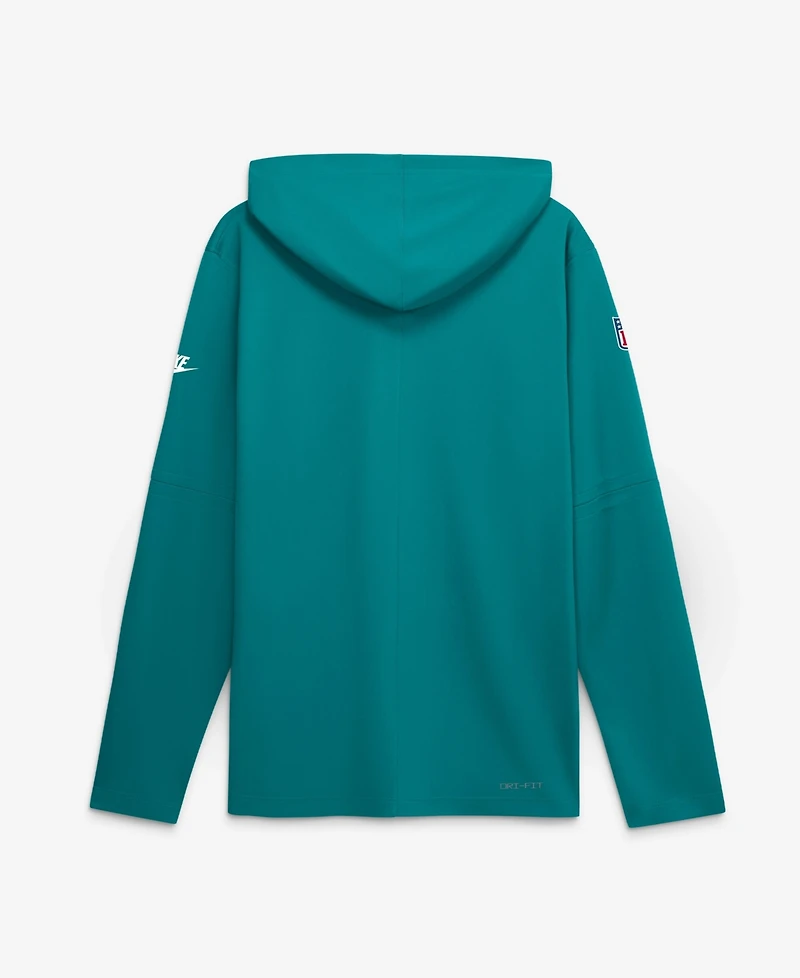 Nike Men's Aqua Miami Dolphins Sideline Dri-fit Long Sleeve Hooded T-Shirt