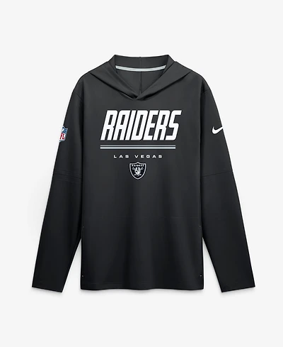 Nike Men's Black Las Vegas Raiders Sideline Lightweight Long Sleeve Hooded Dri-fit T-Shirt