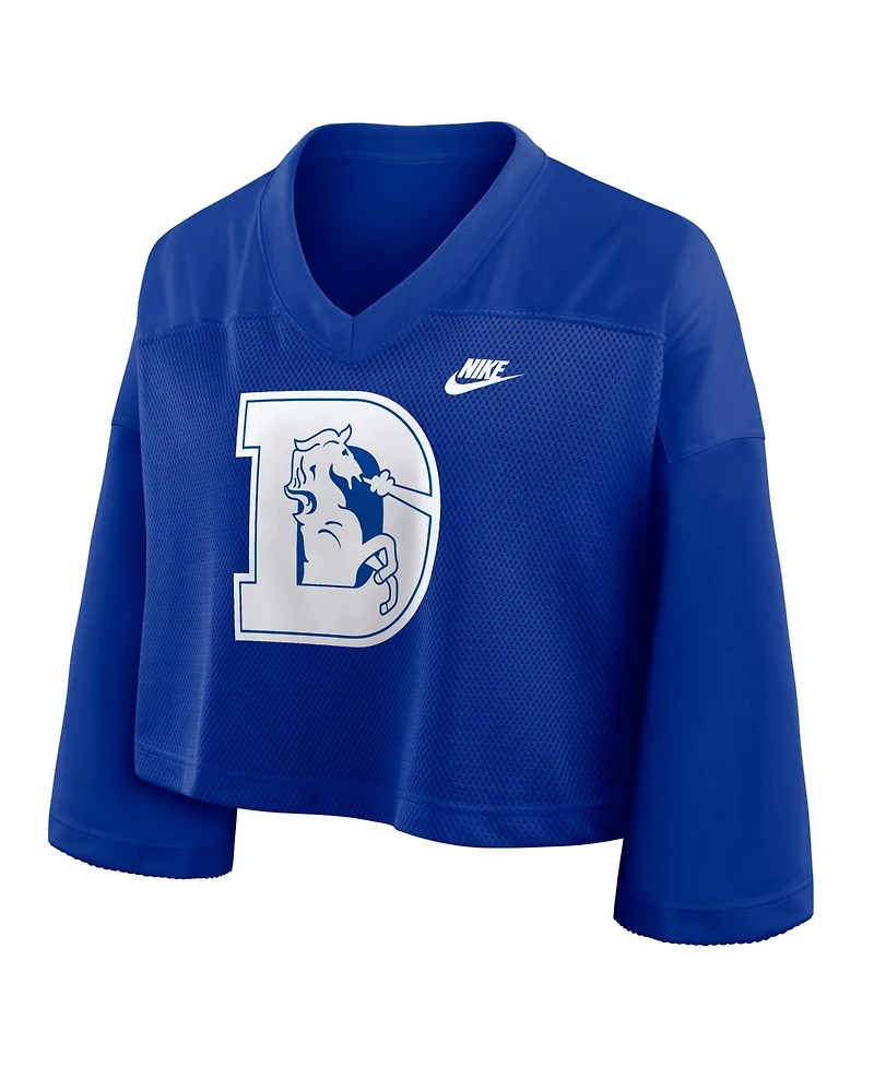 Nike Women's Royal Denver Broncos Rewind Cropped Mesh Dri-fit Fashion Jersey