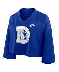 Nike Women's Royal Denver Broncos Rewind Cropped Mesh Dri-fit Fashion Jersey