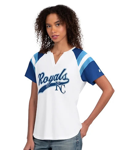 Starter Women's White Kansas City Royals Game On Notch Neck Raglan T-Shirt