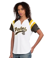 Starter Women's White San Diego Padres Game On Notch Neck Raglan T-Shirt