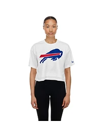 New Era Women's White Buffalo Bills Summer Mesh Cropped Boxy T-Shirt