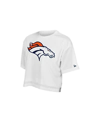 New Era Women's White Denver Broncos Summer Mesh Cropped Boxy T-Shirt