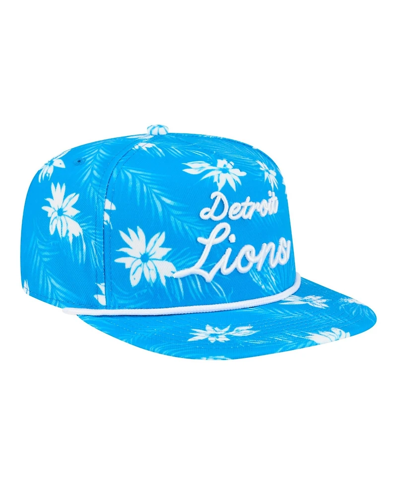 New Era Men's Blue Detroit Lions Palm Print A-Frame 9FIFTY Snapback Hat