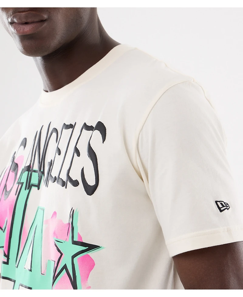 New Era Men's Cream Los Angeles Dodgers Lifestyle Punk Core T-Shirt