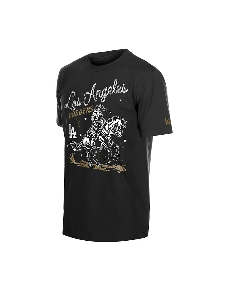 New Era Men's Black Los Angeles Dodgers Injection Lifestyle Urban Ranchwear T-Shirt