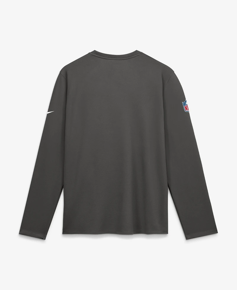 Nike Men's Pewter Tampa Bay Buccaneers Sideline Coaches Uv Dri-fit Long Sleeve Shirt