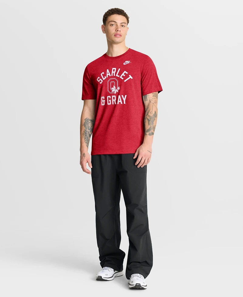 Nike Men's Heather Scarlet Ohio State Buckeyes Legacy Mantra Tri-Blend T-Shirt