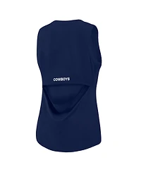 Fanatics Women's Navy Dallas Cowboys Draped Mesh Back Performance Tank Top