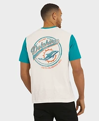 Darius Rucker Collection by Fanatics Men's Cream Miami Dolphins Henley Color Block Slub Pocket T-Shirt