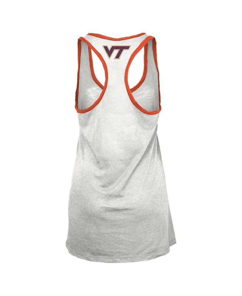 Pressbox Women's White/Orange Virginia Tech Hokies Tracy Racerback Burnout Tank Top