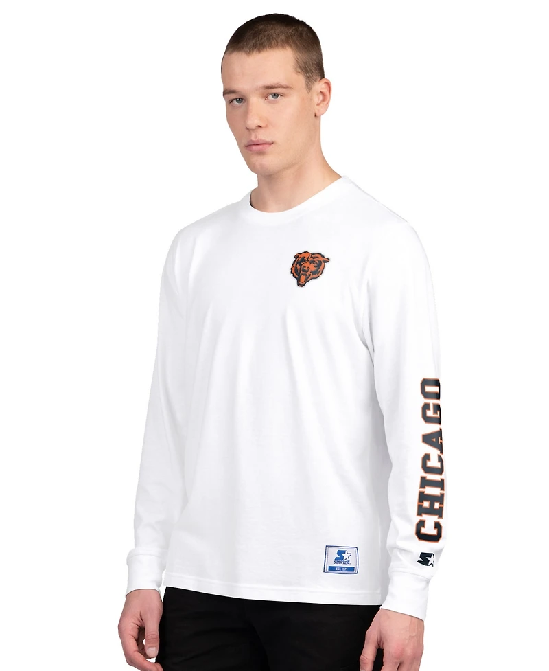 Starter Men's Navy/White Chicago Bears Short Sleeve Long T-Shirt