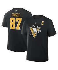 Fanatics Men's Sidney Crosby Black Pittsburgh Penguins Authentic Stack Name Number T-Shirt