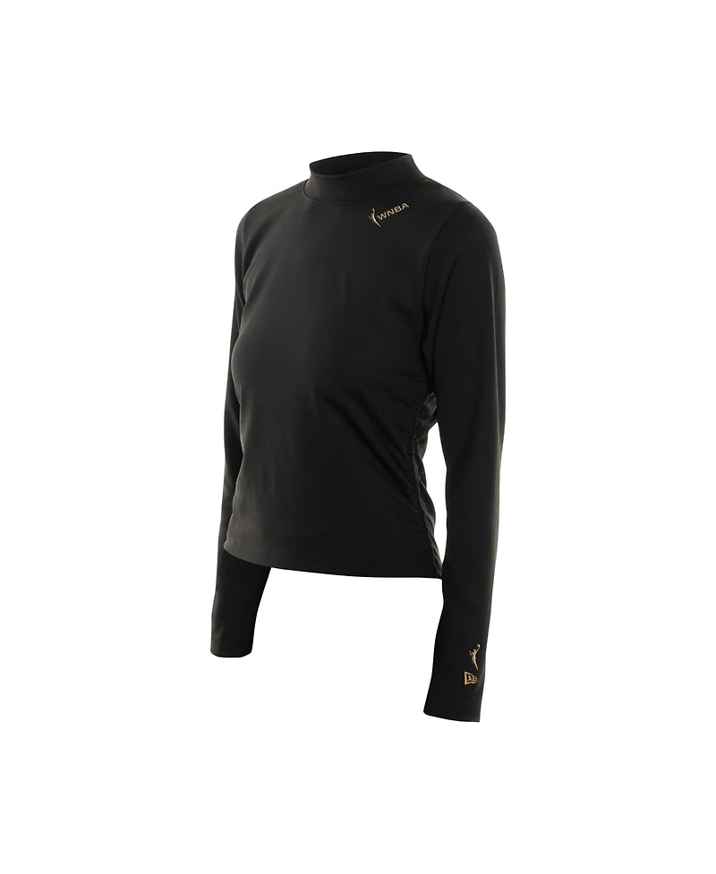 New Era Women's Black Wnba Glam Game Mock Neck Long-Sleeve T-Shirt