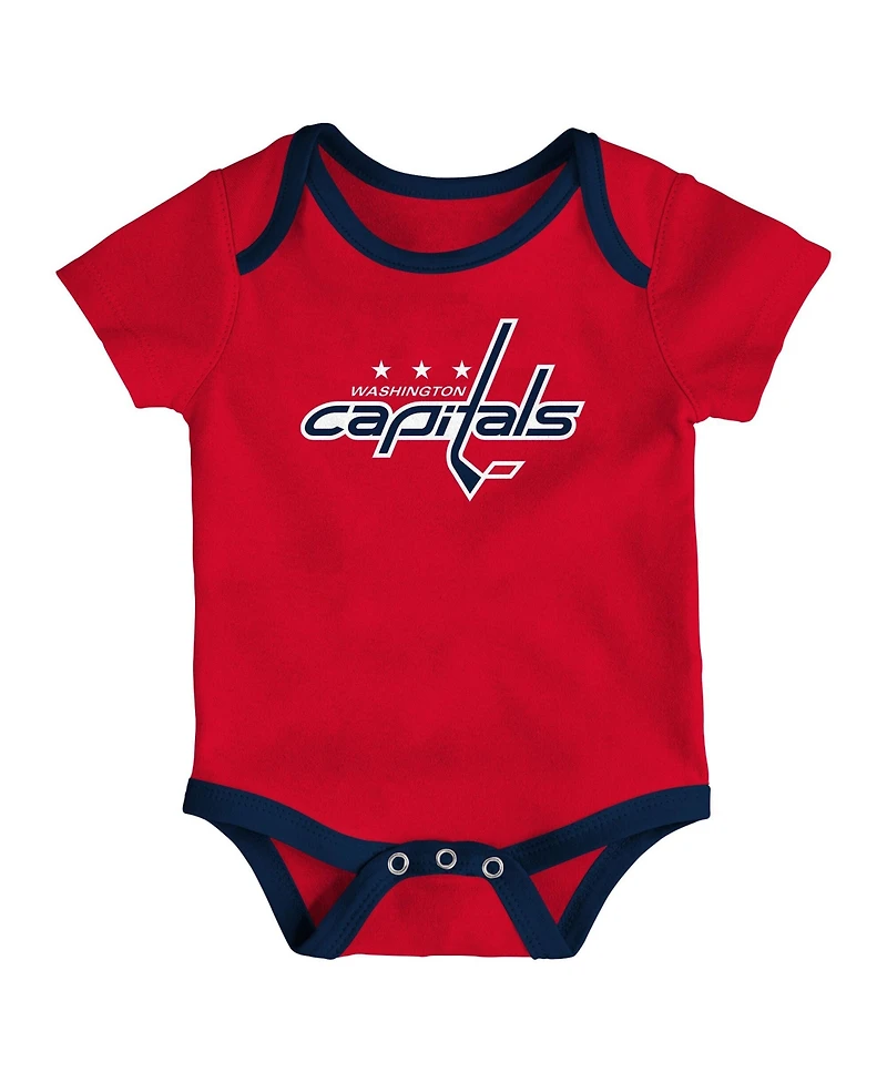 Outerstuff Baby Boys and Girls 3- Pack Washington Capitals Loyal Buddies Bodysuit Set