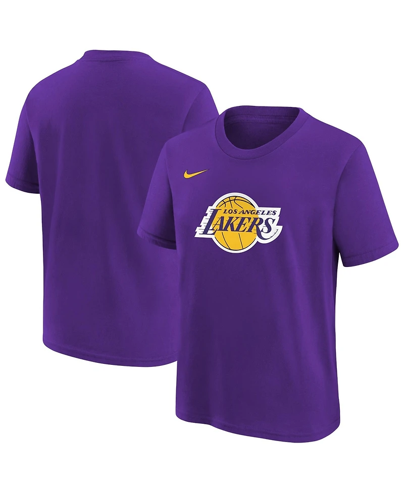 Nike Big Boys and Girls Purple Los Angeles Lakers Team Essential Logo T-Shirt