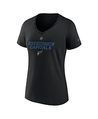 Fanatics Women's Black Washington Capitals Authentic Pro Alt Logo V-Neck T-Shirt