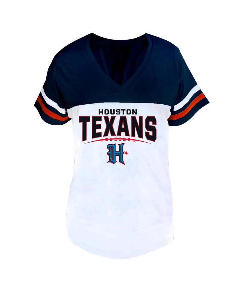 Profile Women's Navy/White Houston Texans Plus Split Body V-Neck T-shirt